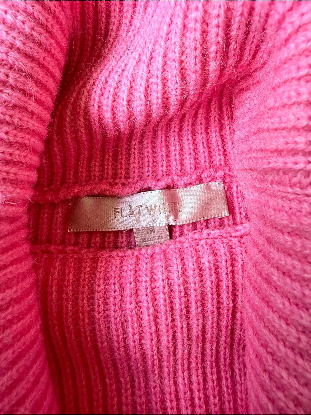 Anthropologie Flat White Pink and Orange Striped Turtleneck Sweater Like New - Picture 3 of 3